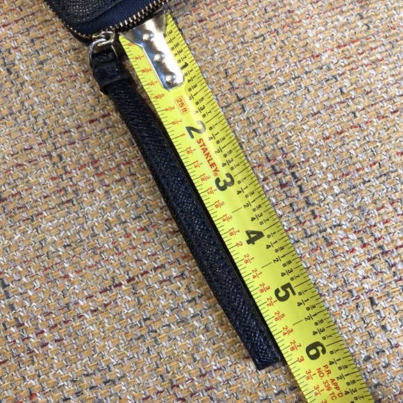 COACH Navy Blue Saffiano Leather Full Zip Around Wallet with Wristlet Strap - Picture 7 of 10